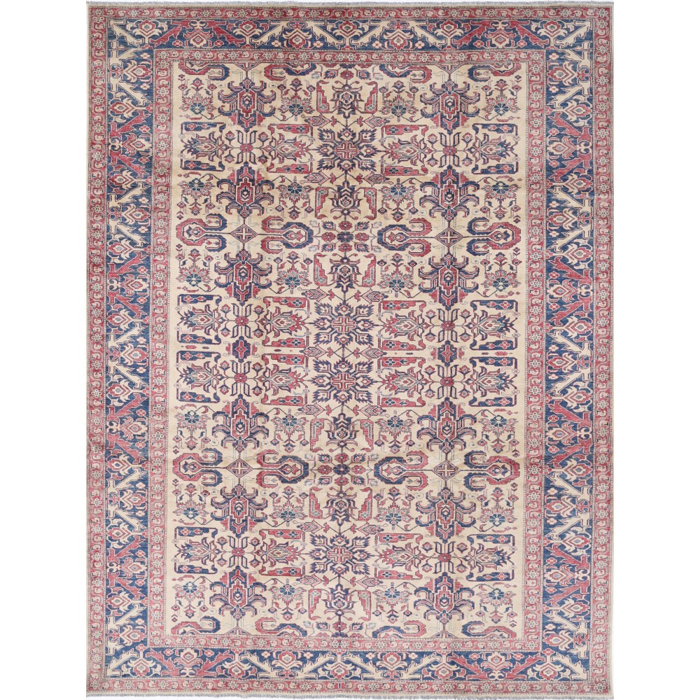 Hand Knotted Red, Navy Blue and Ivory Wool Area Rug | Turkish Floral Rug for Living Room, Bedroom, Office Hand Knotted Red, Navy Blue and Ivory Wool Area Rug | Turkish Floral Rug for Living Room, Bedroom, Office