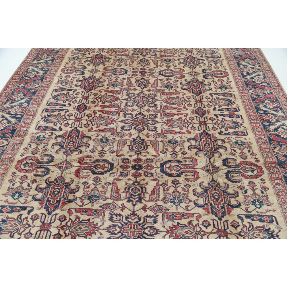 Hand Knotted Red, Navy Blue and Ivory Wool Area Rug | Turkish Floral Rug for Living Room, Bedroom, Office Hand Knotted Red, Navy Blue and Ivory Wool Area Rug | Turkish Floral Rug for Living Room, Bedroom, Office