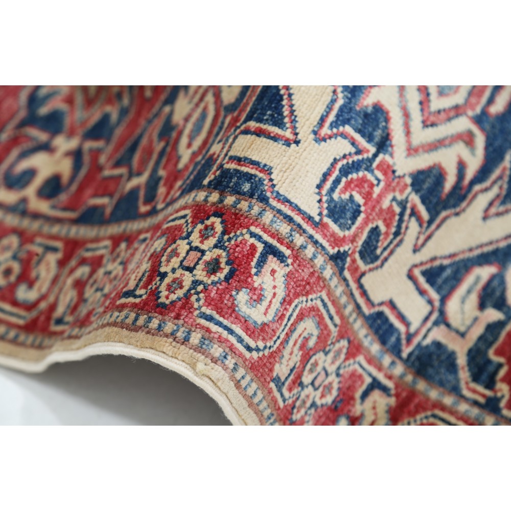 Hand Knotted Red, Navy Blue and Ivory Wool Area Rug | Turkish Floral Rug for Living Room, Bedroom, Office Hand Knotted Red, Navy Blue and Ivory Wool Area Rug | Turkish Floral Rug for Living Room, Bedroom, Office