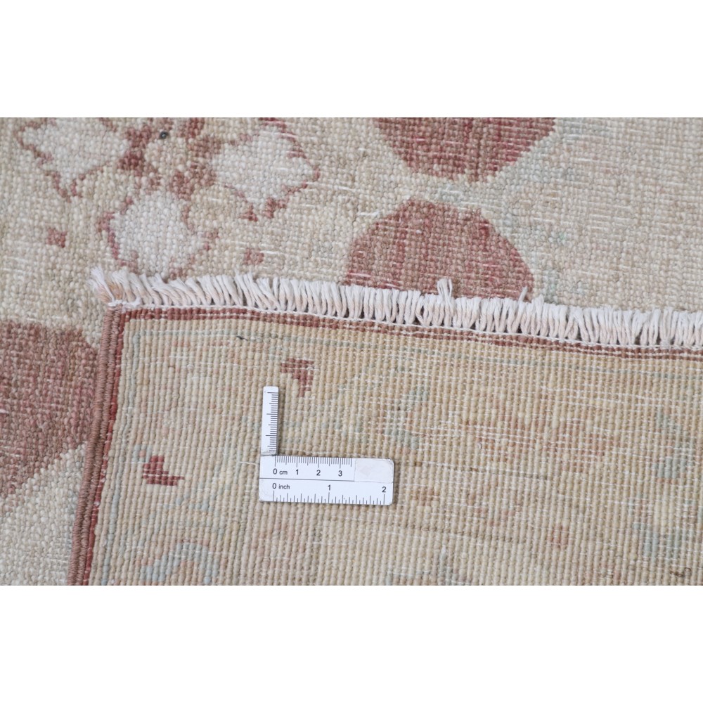 Hand Knotted Beige and Blush Wool Area Rug | Traditional Floral Design Oushak Carpet