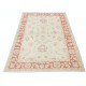 Hand Knotted Floral Turkish Accent Rug with Beige Field and Red Border | 100% Wool Hand Knotted Floral Turkish Accent Rug with Beige Field and Red Border | 100% Wool