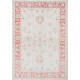 Hand Knotted Floral Turkish Accent Rug with Beige Field and Red Border | 100% Wool Hand Knotted Floral Turkish Accent Rug with Beige Field and Red Border | 100% Wool