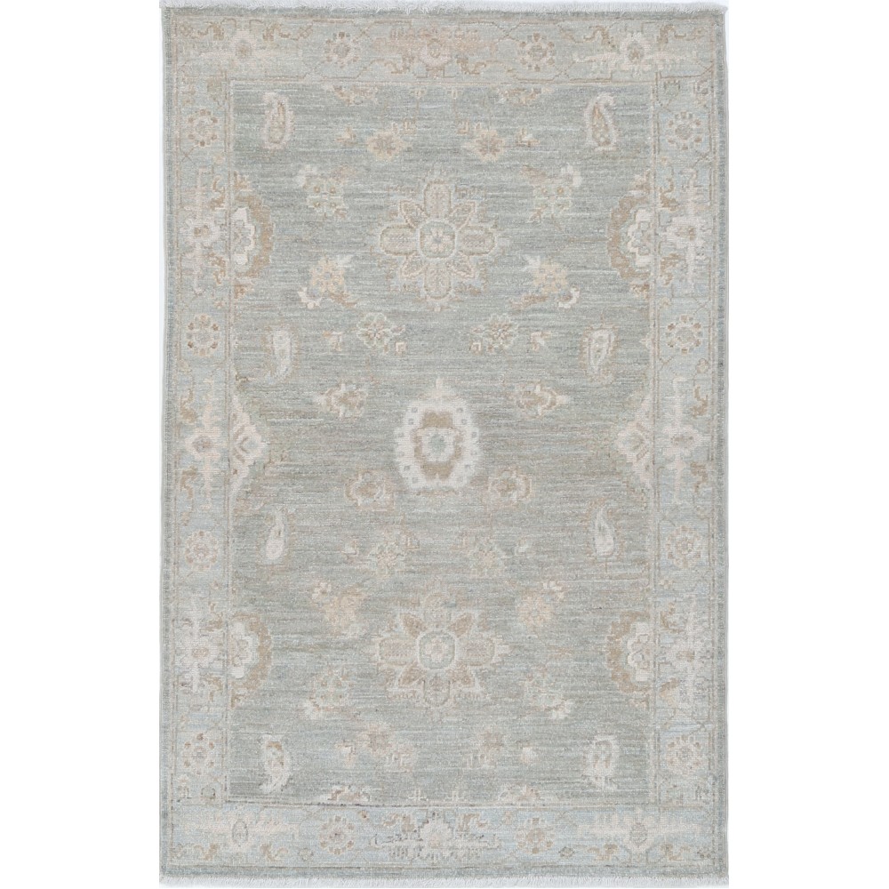 Hand Knotted Soft-Toned Light Blue, Ivory Wool Area Rug | Traditional Geometric Accent Rug Hand Knotted Soft-Toned Light Blue, Ivory Wool Area Rug | Traditional Geometric Accent Rug