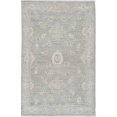 Hand Knotted Soft-Toned Light Blue, Ivory Wool Area Rug | Traditional Geometric Accent Rug