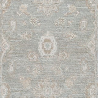 Hand Knotted Soft-Toned Light Blue, Ivory Wool Area Rug | Traditional Geometric Accent Rug