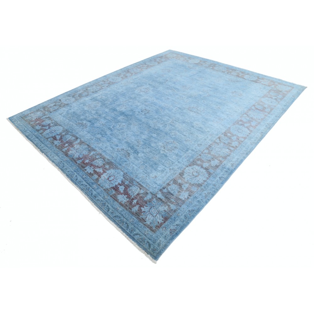 Hand Knotted Blue Wool Oushak Large Area Rug with All-Over Floral Design Hand Knotted Blue Wool Oushak Large Area Rug with All-Over Floral Design