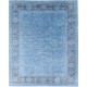 Hand Knotted Blue Wool Oushak Large Area Rug with All-Over Floral Design Hand Knotted Blue Wool Oushak Large Area Rug with All-Over Floral Design