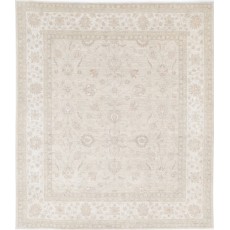 Hand Knotted Beige Large Area Rug for Dining Room and Bedroom | Floral Motif Wool Carpet for Living Room