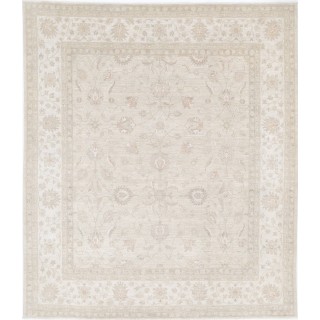 Hand Knotted Beige Large Area Rug for Dining Room and Bedroom | Floral Motif Wool Carpet for Living Room