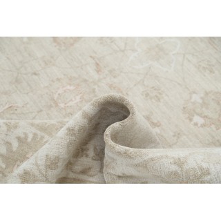 Hand Knotted Beige Large Area Rug for Dining Room and Bedroom | Floral Motif Wool Carpet for Living Room