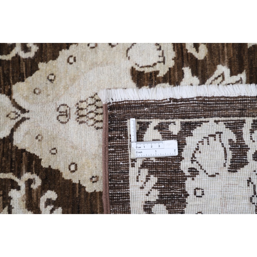 Hand Knotted Brown and Ivory Wool Area Rug, Traditional Ornamental Carpet Hand Knotted Brown and Ivory Wool Area Rug, Traditional Ornamental Carpet