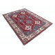 Hand Knotted Red, Navy Blue and Ivory Wool Area Rug | Turkish Geometric Design Carpet