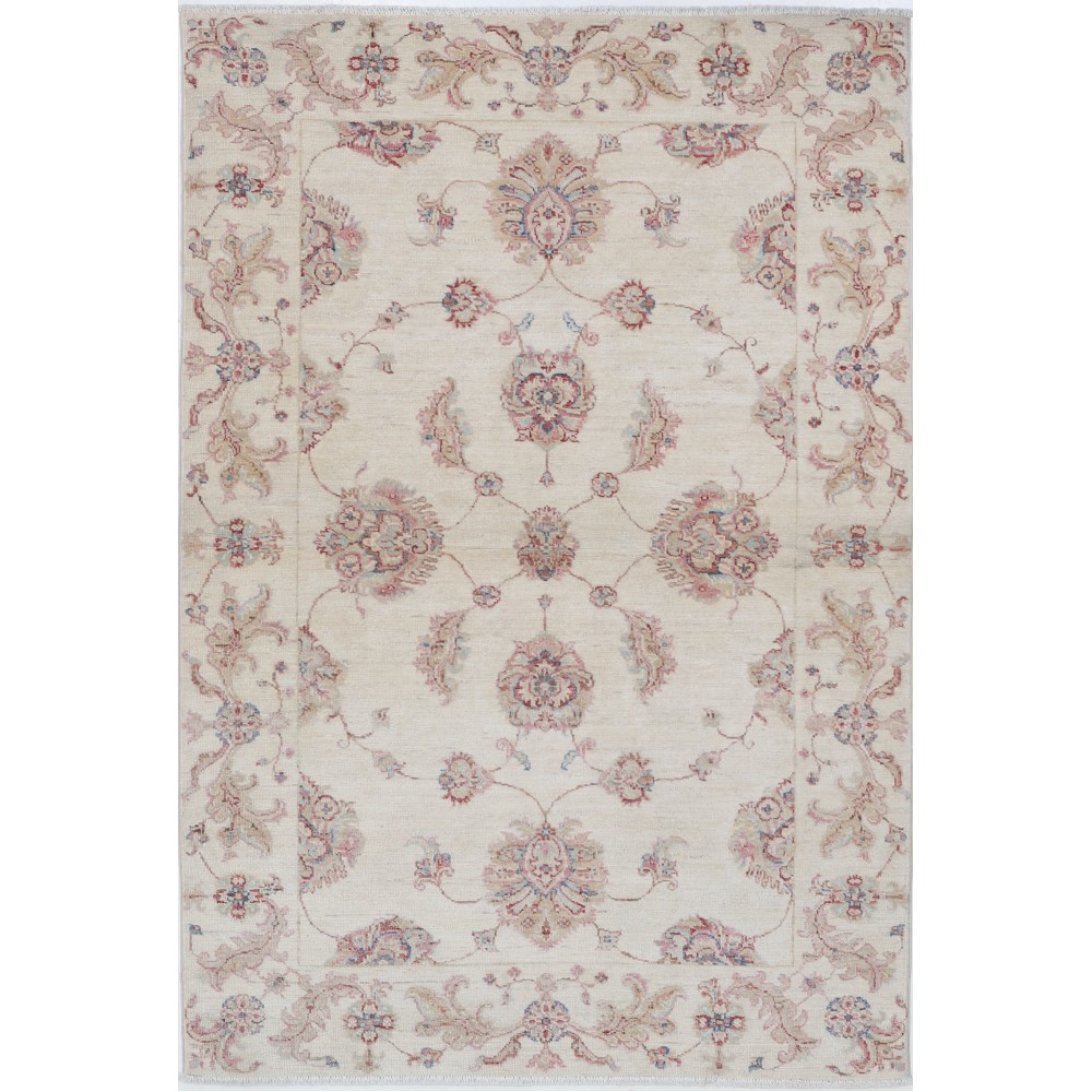 Hand Knotted Turkish Accent Rug with All-Over Floral Design | Beige Area Rug for Bedroom and Entryway | 100% Wool Hand Knotted Turkish Accent Rug with All-Over Floral Design | Beige Area Rug for Bedroom and Entryway | 100% Wool