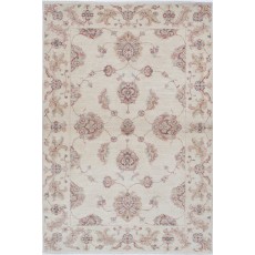 Hand Knotted Turkish Accent Rug with All-Over Floral Design | Beige Area Rug for Bedroom and Entryway | 100% Wool
