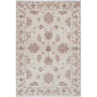 Hand Knotted Turkish Accent Rug with All-Over Floral Design | Beige Area Rug for Bedroom and Entryway | 100% Wool