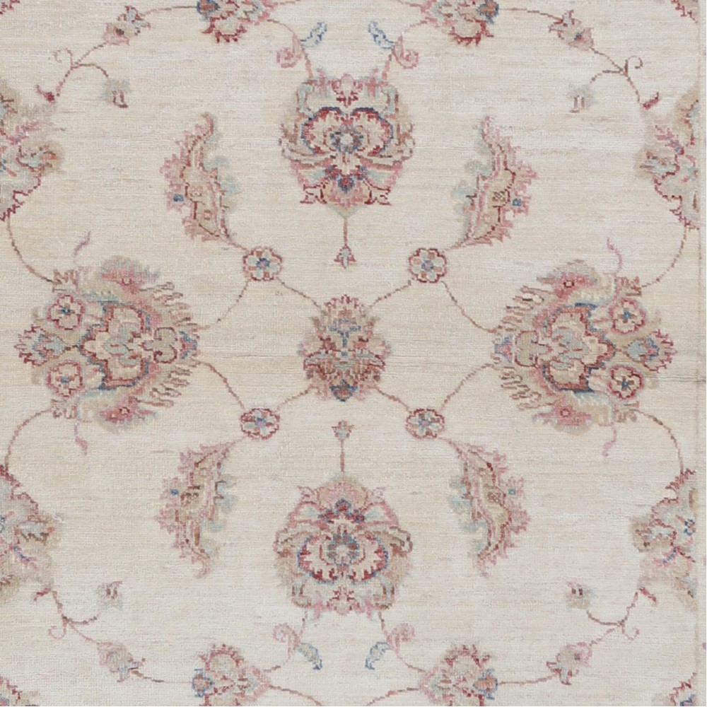 Hand Knotted Turkish Accent Rug with All-Over Floral Design | Beige Area Rug for Bedroom and Entryway | 100% Wool Hand Knotted Turkish Accent Rug with All-Over Floral Design | Beige Area Rug for Bedroom and Entryway | 100% Wool