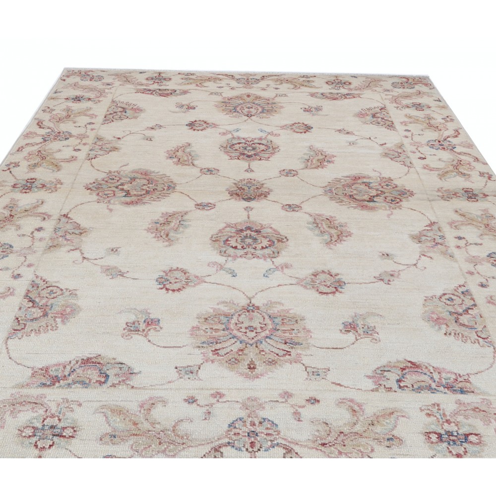 Hand Knotted Turkish Accent Rug with All-Over Floral Design | Beige Area Rug for Bedroom and Entryway | 100% Wool Hand Knotted Turkish Accent Rug with All-Over Floral Design | Beige Area Rug for Bedroom and Entryway | 100% Wool