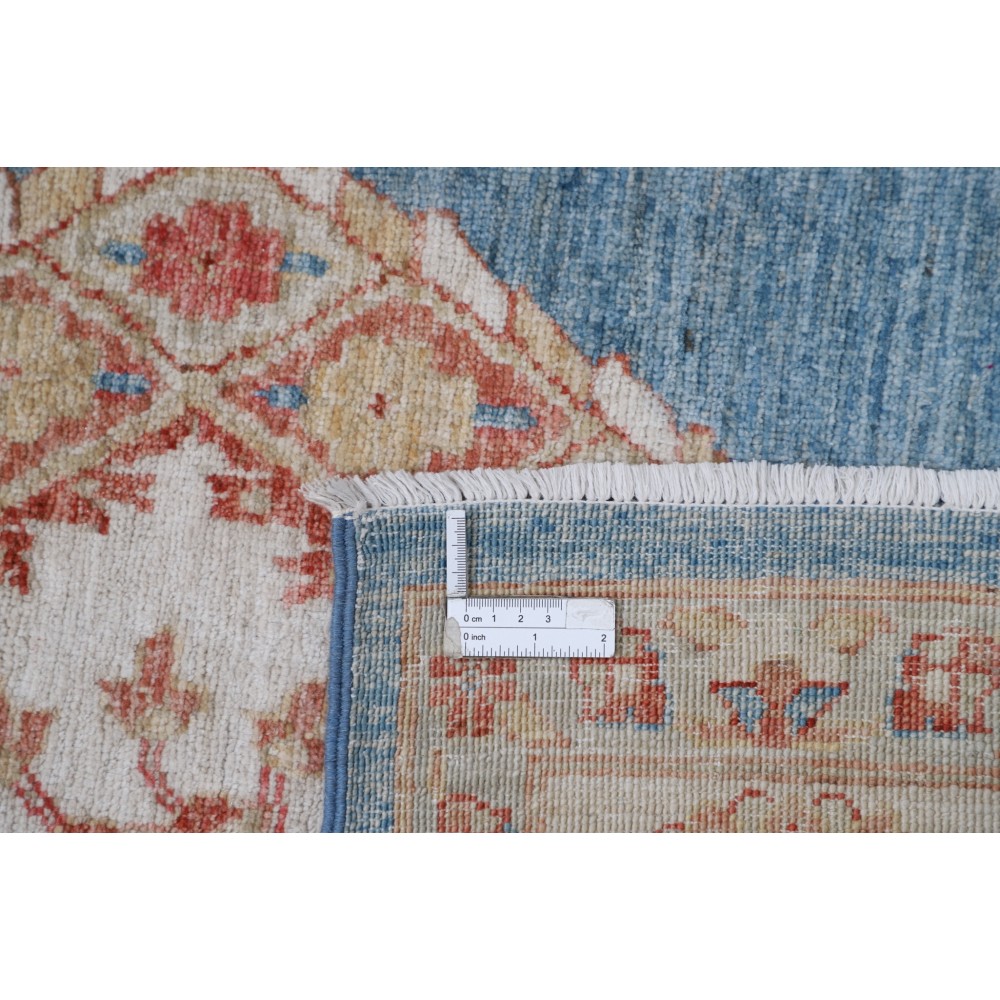 Hand Knotted Light Blue, Ivory and Blush Wool Area Rug | Turkish Diamond Geometric Design Accent Hand Knotted Light Blue, Ivory and Blush Wool Area Rug | Turkish Diamond Geometric Design Accent