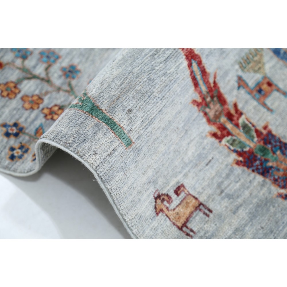 Hand Knotted Light Blue Wool Area Rug | Turkish Tree of Life Design Carpet Hand Knotted Light Blue Wool Area Rug | Turkish Tree of Life Design Carpet