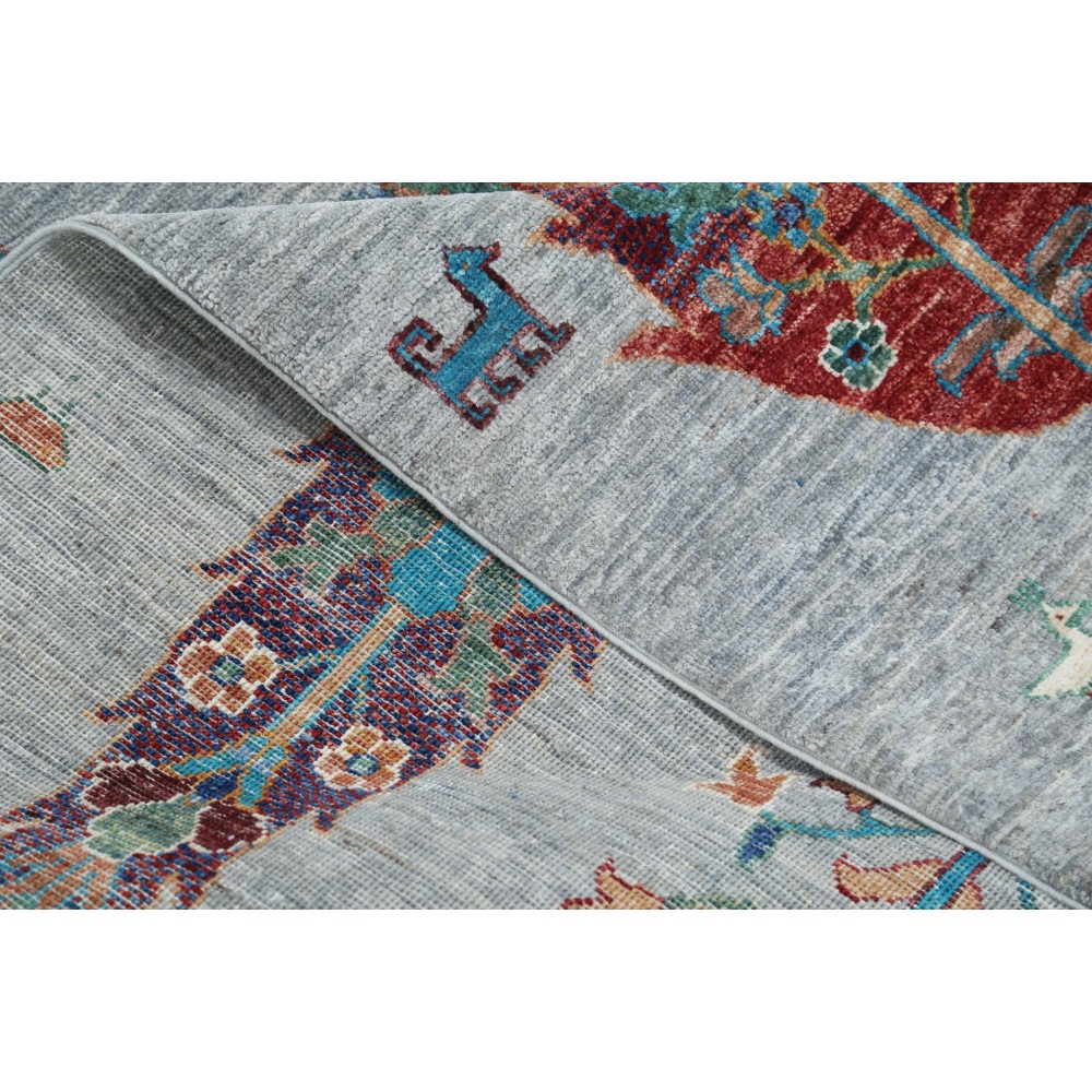 Hand Knotted Light Blue Wool Area Rug | Turkish Tree of Life Design Carpet Hand Knotted Light Blue Wool Area Rug | Turkish Tree of Life Design Carpet