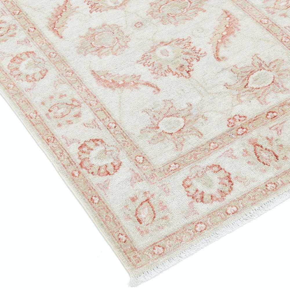 Hand Knotted Oushak Style Rug | Beige Turkish Accent Rug with All-Over Floral Design | 100% Wool Hand Knotted Oushak Style Rug | Beige Turkish Accent Rug with All-Over Floral Design | 100% Wool