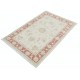 Hand Knotted Floral Oushak Accent Rug with Beige Field and Red Border | 100% Wool Hand Knotted Floral Oushak Accent Rug with Beige Field and Red Border | 100% Wool