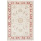 Hand Knotted Floral Oushak Accent Rug with Beige Field and Red Border | 100% Wool Hand Knotted Floral Oushak Accent Rug with Beige Field and Red Border | 100% Wool