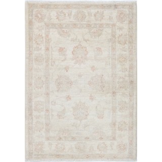 Beige Turkish Wool Accent Rug with Floral Design | New Handknotted Area Rug | 100% Wool