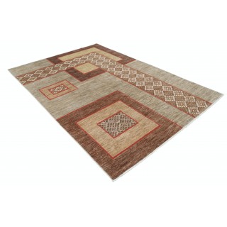 Hand Knotted Beige, Brown and Red Wool Area Rug | Abstract Geometric Design Carpet Hand Knotted Beige, Brown and Red Wool Area Rug | Abstract Geometric Design Carpet