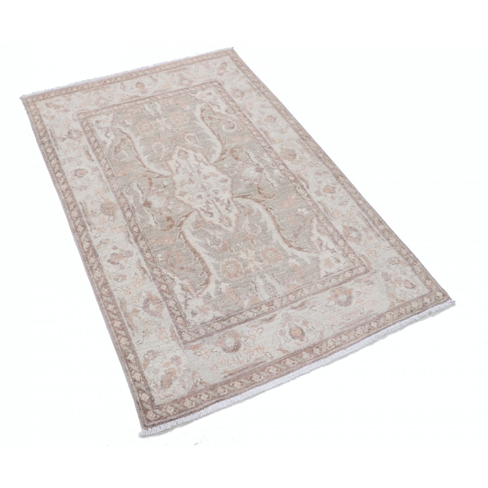 Traditional Hand Knotted Accent Rug | Floral Wool Area Rug in Soft Tones Traditional Hand Knotted Accent Rug | Floral Wool Area Rug in Soft Tones