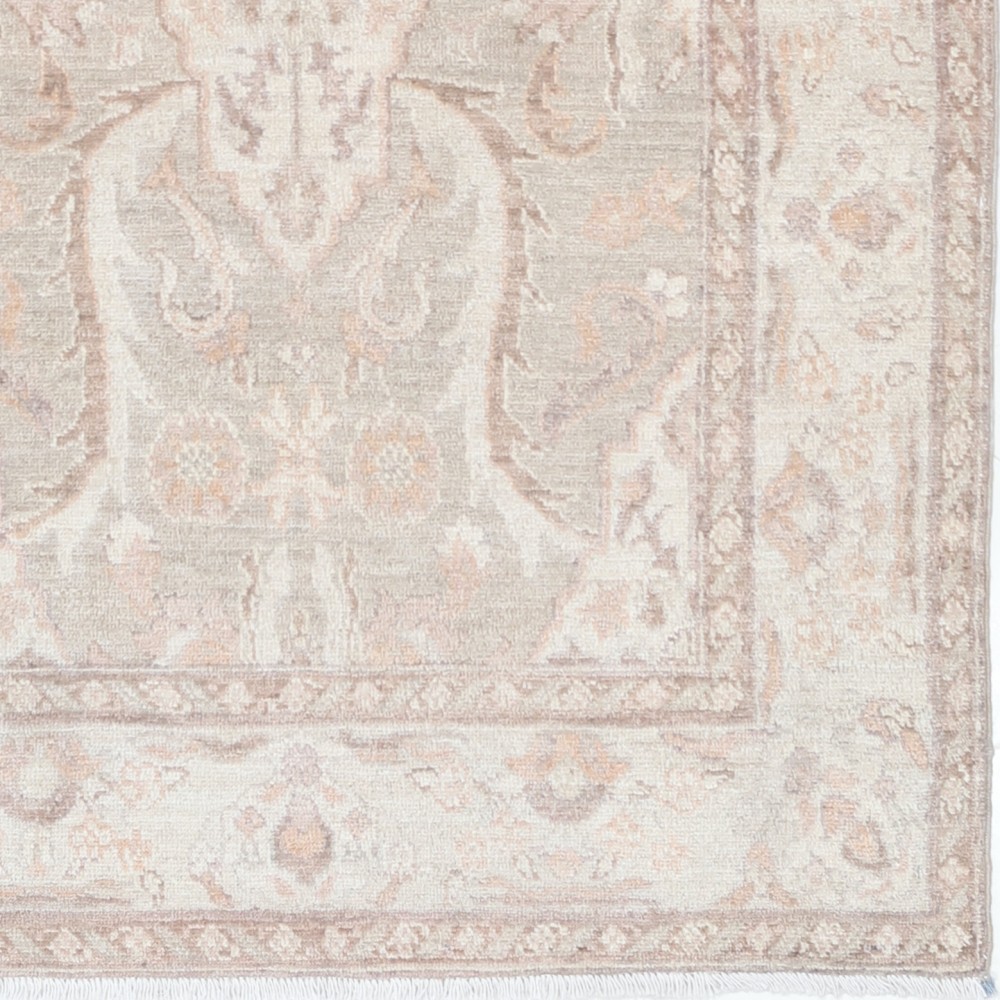 Traditional Hand Knotted Accent Rug | Floral Wool Area Rug in Soft Tones Traditional Hand Knotted Accent Rug | Floral Wool Area Rug in Soft Tones
