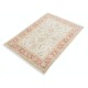 Hand Knotted Beige Accent Rug, Red Border Wool Area Rug with Floral Design