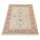 Hand Knotted Beige Accent Rug, Red Border Wool Area Rug with Floral Design