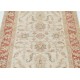Hand Knotted Beige Accent Rug, Red Border Wool Area Rug with Floral Design