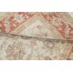 Hand Knotted Beige Accent Rug, Red Border Wool Area Rug with Floral Design