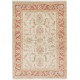 Hand Knotted Beige Accent Rug, Red Border Wool Area Rug with Floral Design