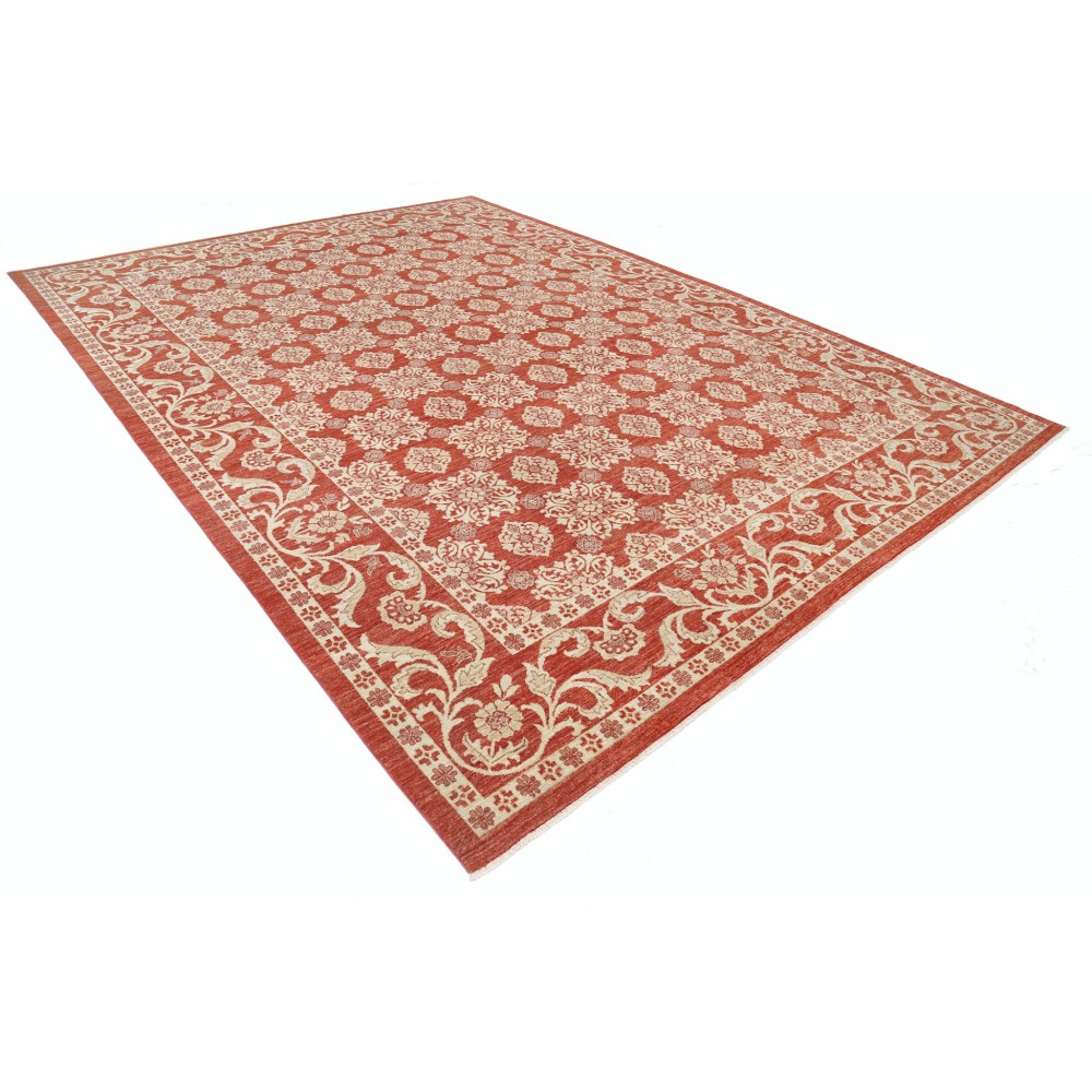 Hand Knotted Red, Ivory Wool Large Area Rug | Turkish Floral Design Carpet Hand Knotted Red, Ivory Wool Large Area Rug | Turkish Floral Design Carpet