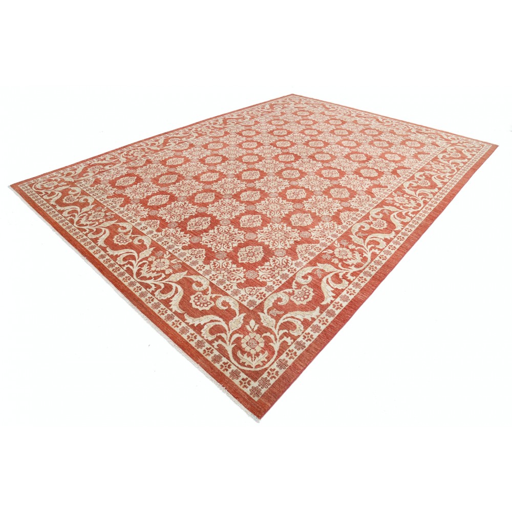 Hand Knotted Red, Ivory Wool Large Area Rug | Turkish Floral Design Carpet Hand Knotted Red, Ivory Wool Large Area Rug | Turkish Floral Design Carpet