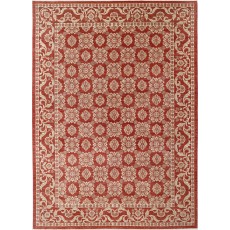 Hand Knotted Red, Ivory Wool Large Area Rug | Turkish Floral Design Carpet