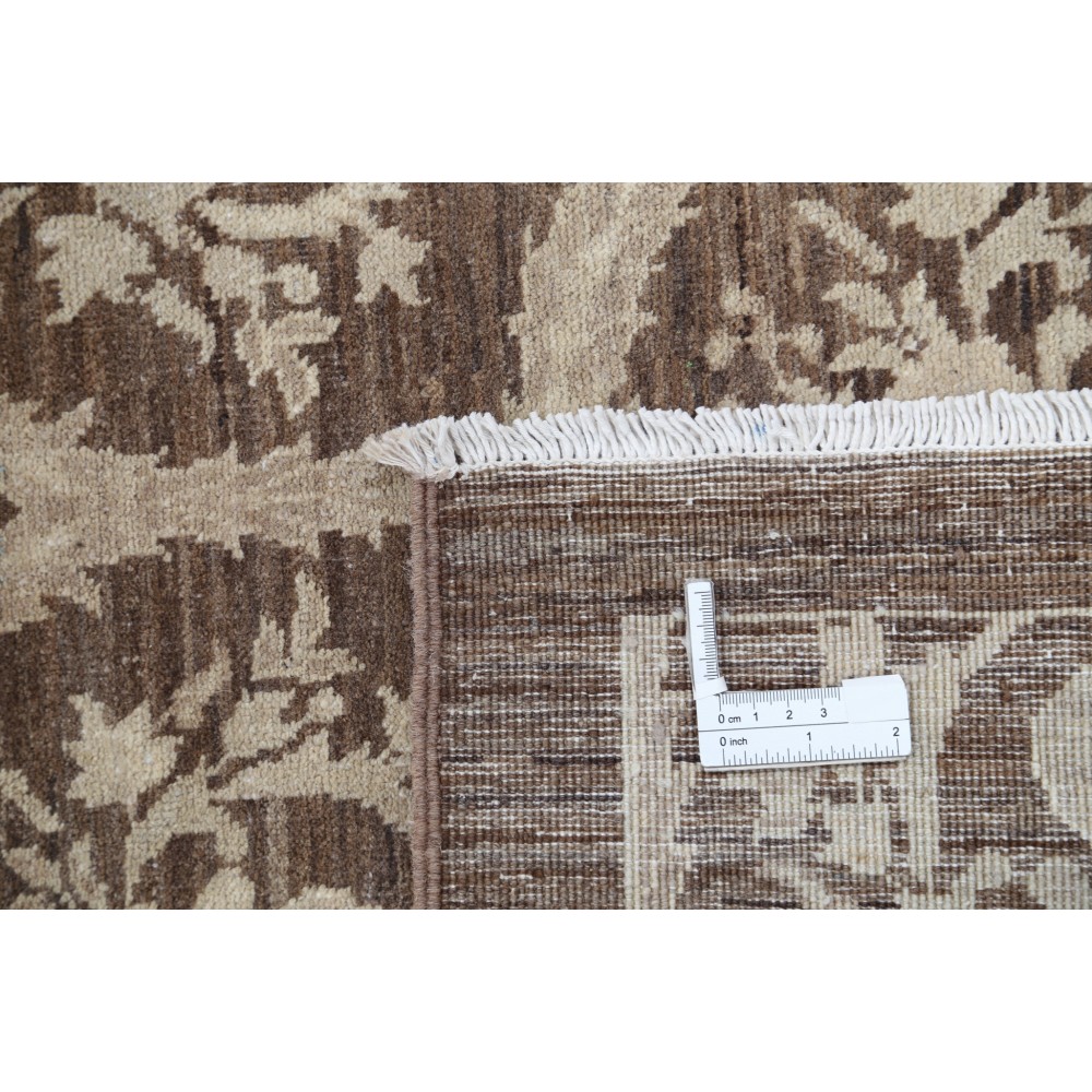 Hand Knotted Brown and Ivory Wool Area Rug | Turkish Botanical Repeating Design Carpet Hand Knotted Brown and Ivory Wool Area Rug | Turkish Botanical Repeating Design Carpet