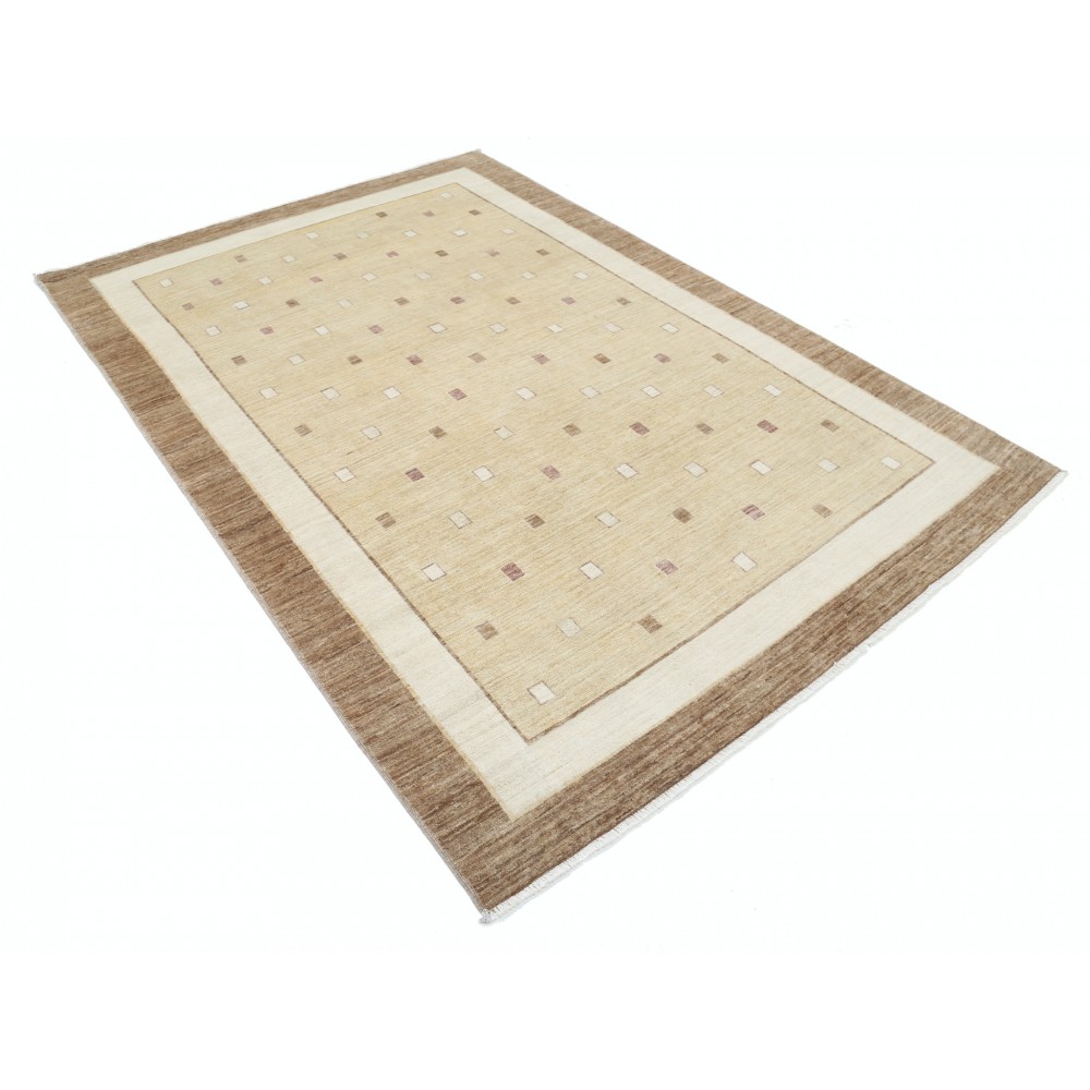 Hand Knotted Beige and Taupe Wool Area Rug | Minimal Geometric Dot Design Carpet Hand Knotted Beige and Taupe Wool Area Rug | Minimal Geometric Dot Design Carpet
