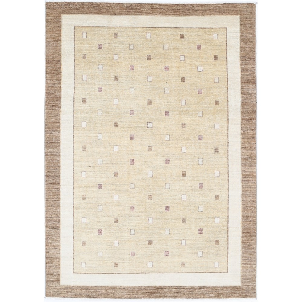 Hand Knotted Beige and Taupe Wool Area Rug | Minimal Geometric Dot Design Carpet Hand Knotted Beige and Taupe Wool Area Rug | Minimal Geometric Dot Design Carpet