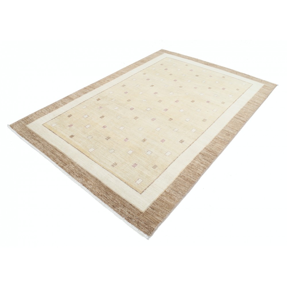 Hand Knotted Beige and Taupe Wool Area Rug | Minimal Geometric Dot Design Carpet Hand Knotted Beige and Taupe Wool Area Rug | Minimal Geometric Dot Design Carpet