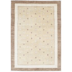 Hand Knotted Beige and Taupe Wool Area Rug | Minimal Geometric Dot Design Carpet