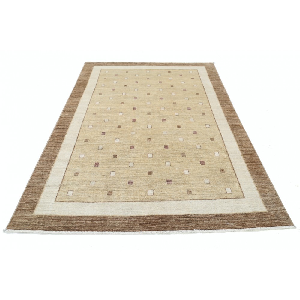Hand Knotted Beige and Taupe Wool Area Rug | Minimal Geometric Dot Design Carpet Hand Knotted Beige and Taupe Wool Area Rug | Minimal Geometric Dot Design Carpet