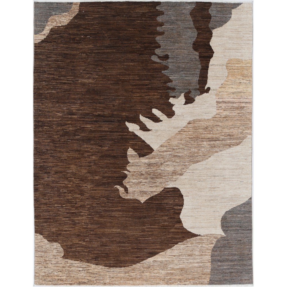 Hand Knotted Brown, Beige and Gray Wool Area Rug | Abstract Modern Design Carpet Hand Knotted Brown, Beige and Gray Wool Area Rug | Abstract Modern Design Carpet