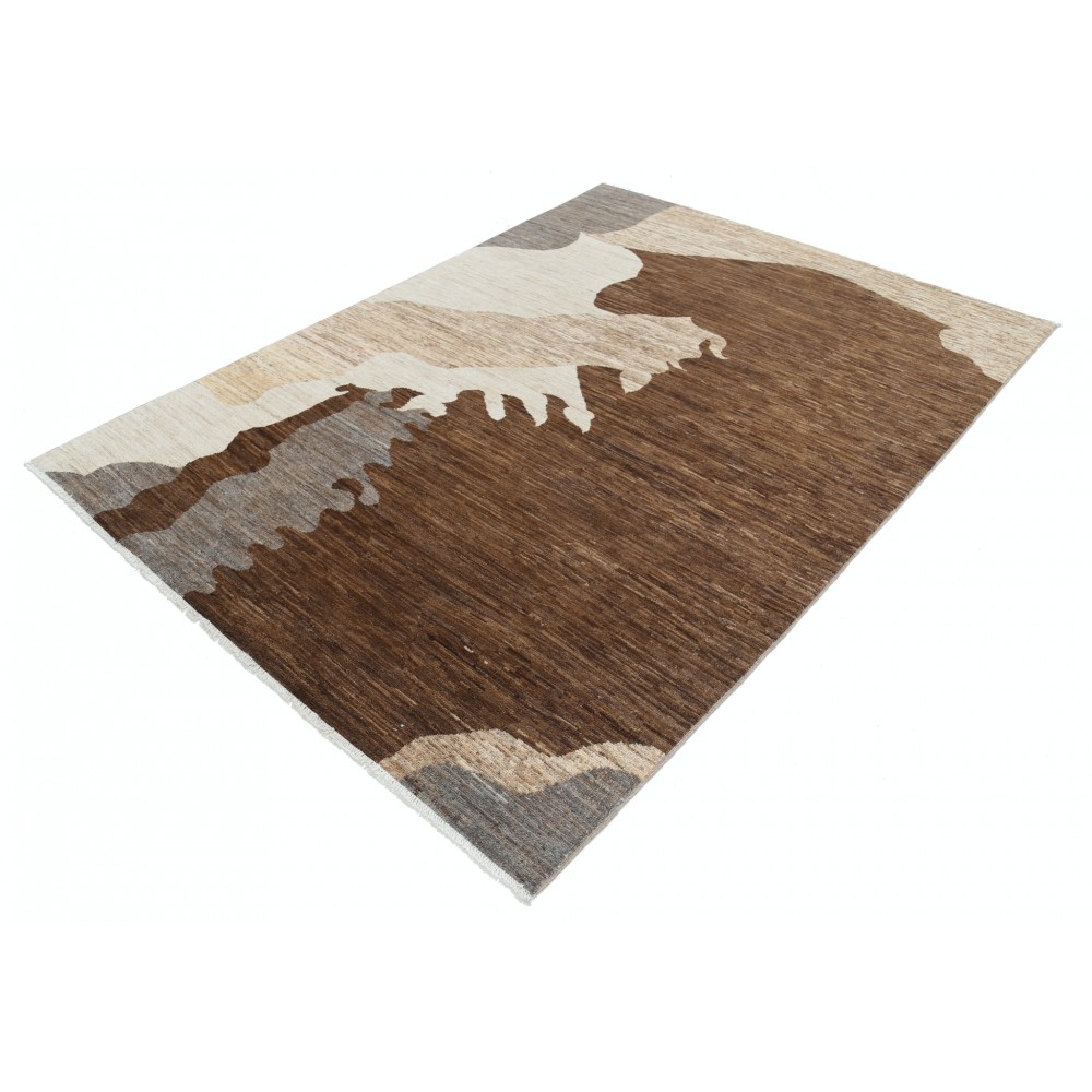 Hand Knotted Brown, Beige and Gray Wool Area Rug | Abstract Modern Design Carpet Hand Knotted Brown, Beige and Gray Wool Area Rug | Abstract Modern Design Carpet