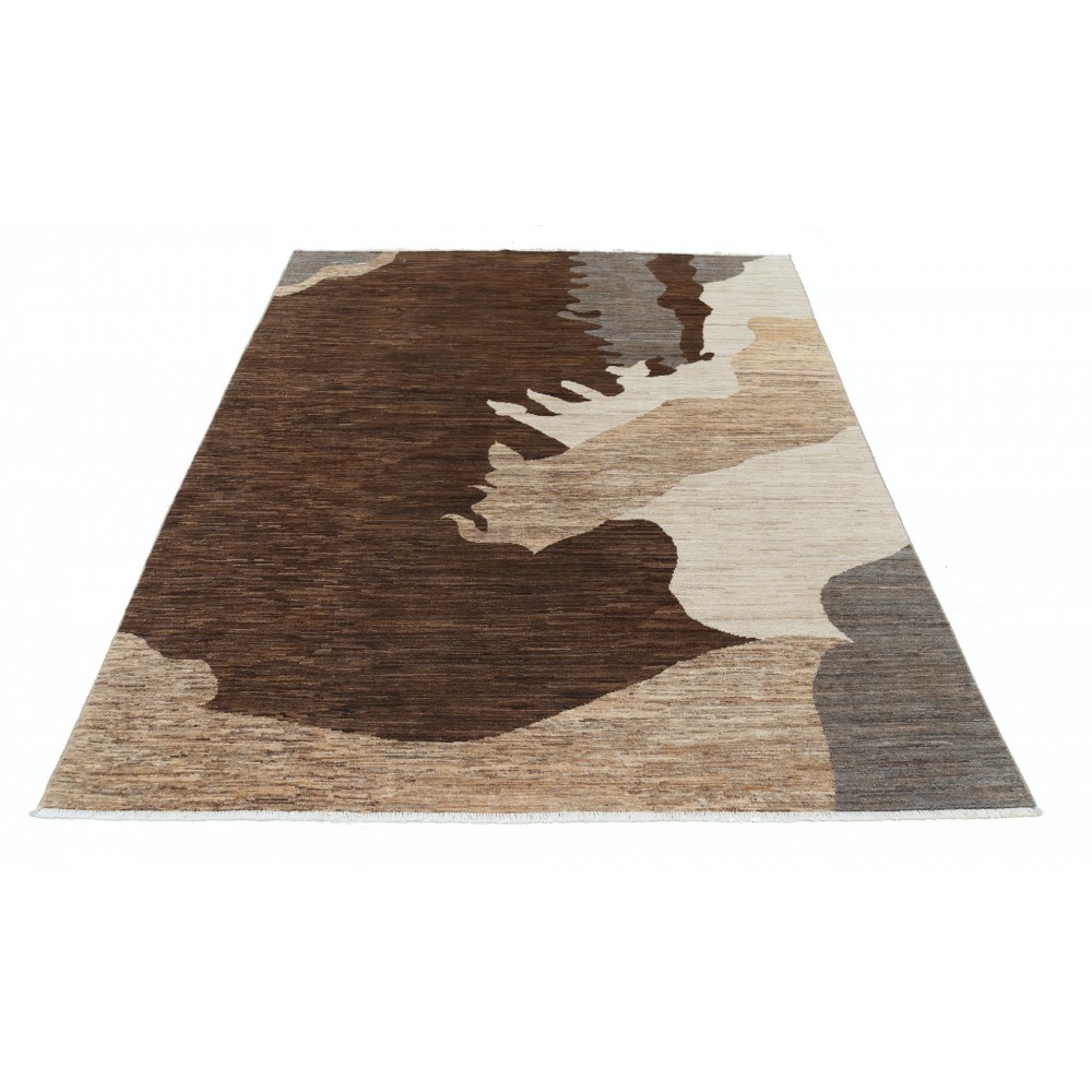 Hand Knotted Brown, Beige and Gray Wool Area Rug | Abstract Modern Design Carpet Hand Knotted Brown, Beige and Gray Wool Area Rug | Abstract Modern Design Carpet