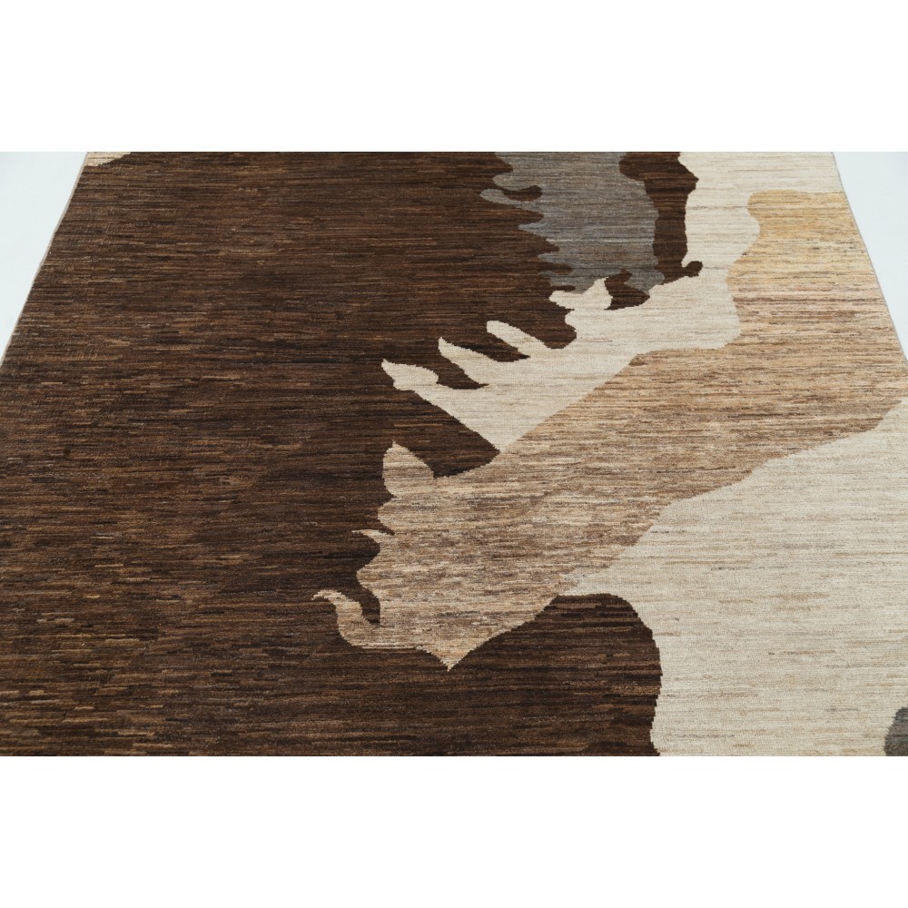 Hand Knotted Brown, Beige and Gray Wool Area Rug | Abstract Modern Design Carpet Hand Knotted Brown, Beige and Gray Wool Area Rug | Abstract Modern Design Carpet