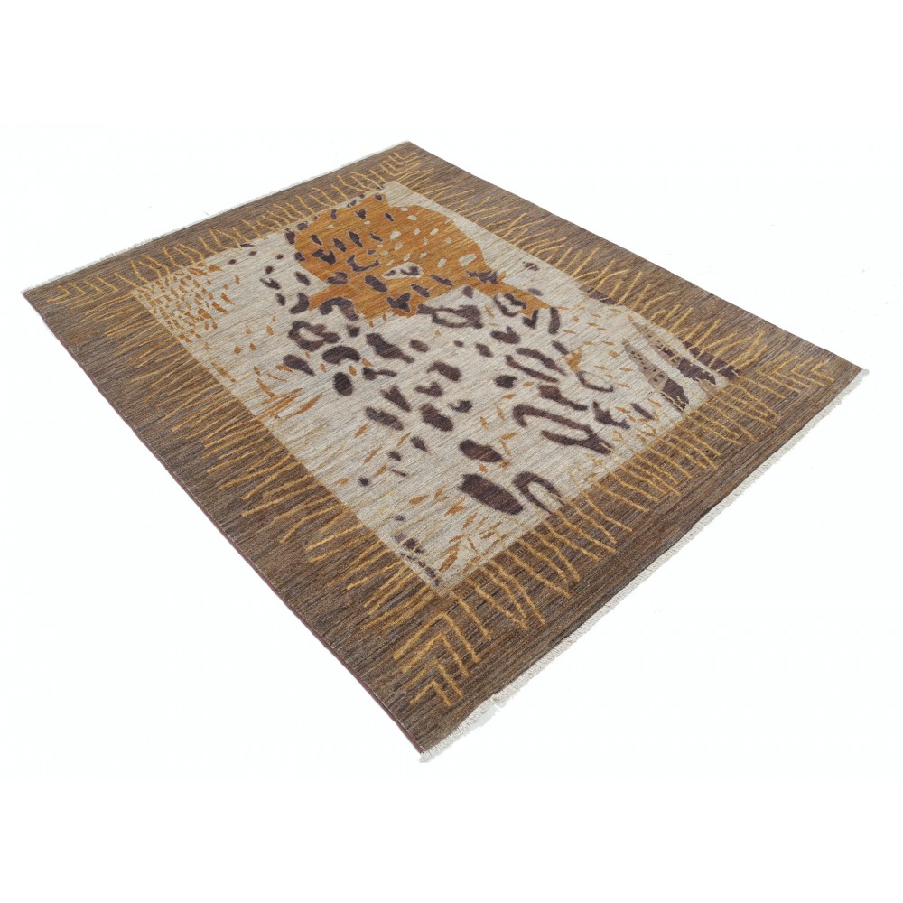 Hand Knotted Brown, Beige and Mustard Wool Area Rug | Abstract Design Carpet Hand Knotted Brown, Beige and Mustard Wool Area Rug | Abstract Design Carpet
